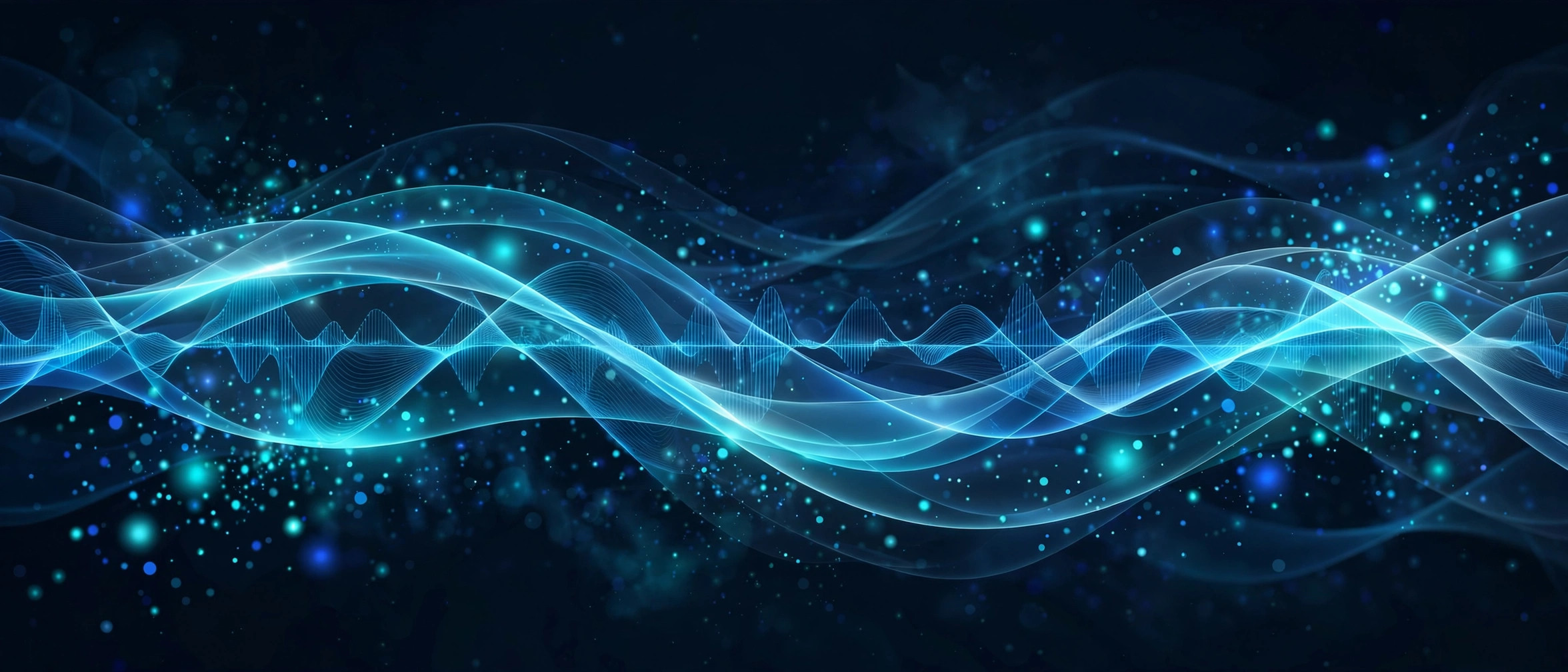 Abstract cyan and blue sound waves